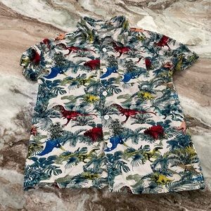 Dino themed short sleeve button up shirt